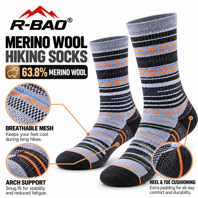 Cross-Border Merino Wool Socks, Lightweight Shock-Absorbing Hiking Socks Cross-Border Merino Wool Socks, Lightweight Shock-Absorbing Hiking Socks
