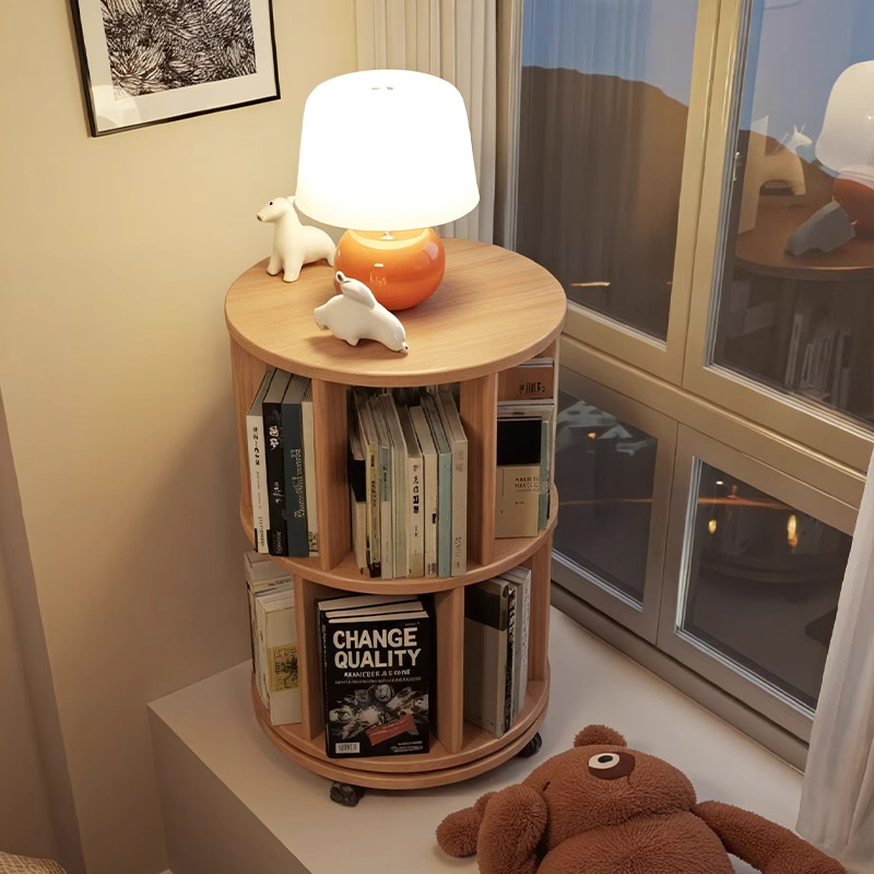 Estantería giratoria de 360 grados de madera maciza, estante de piso, alféizar de ventana flotante para el hogar, almacenamiento de artefactos, estantería pequeña