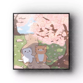 猫咪情侣治愈系插画挂画北欧风ins家居装饰画客厅卧室背景墙壁画