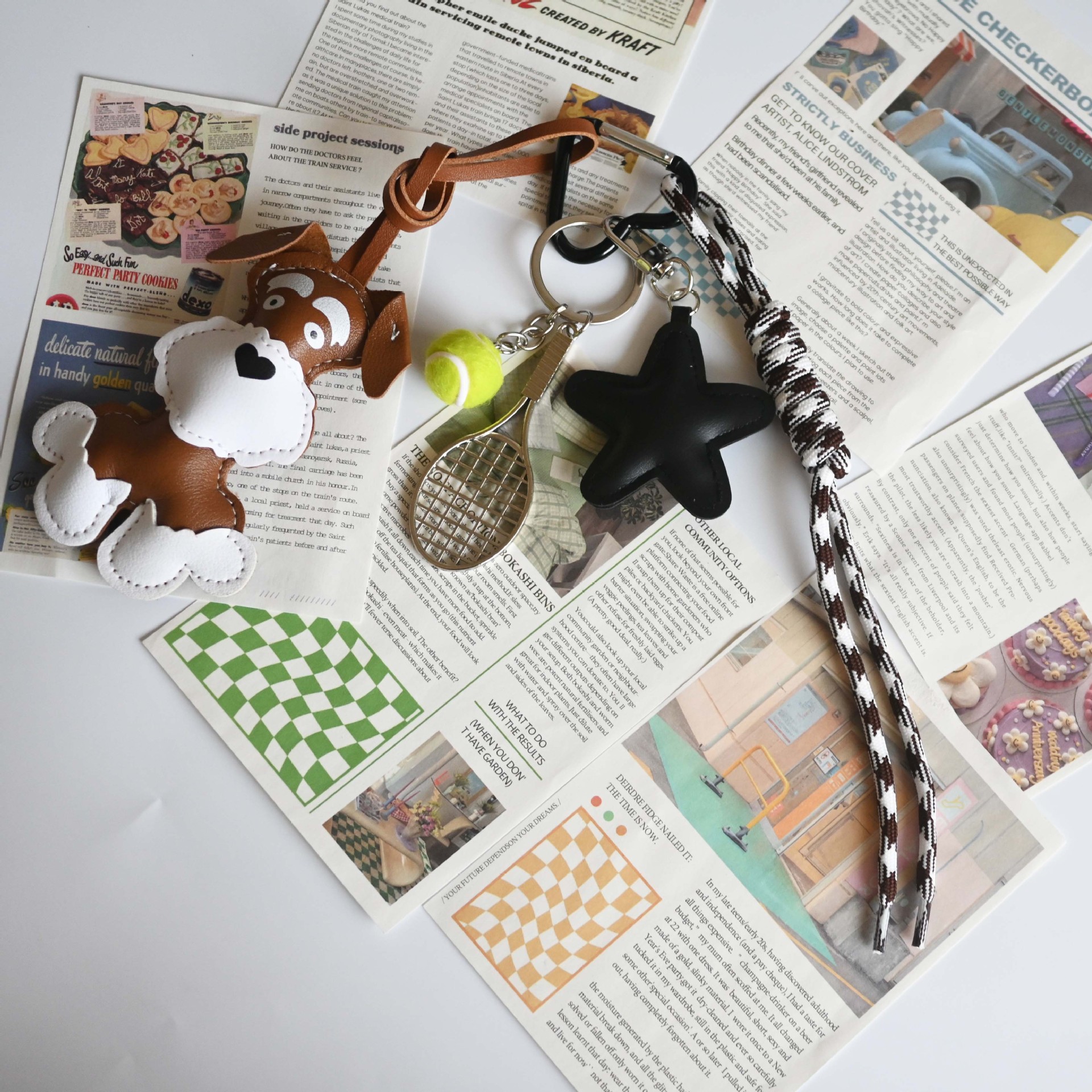 48g Weight Keychain Classification 1 Piece Quantity Holiday, Daily Occasion Pu Leather Material Dog Pattern All Seasons Season Vacation, Classic Style Style 1 Piece Vacation Classic Style Dog Pu Leather Keychain 6