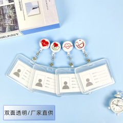 Wholesale doctors and nurses transparent name badge work ID card holder with adjustable lanyard for public transportation card case