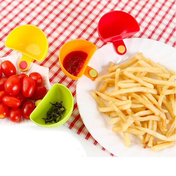 Cuenco y plato multiusos creativo con clip, plato para condimentos, paquete individual, caja para condimentos para ensalada, compañero de comedor