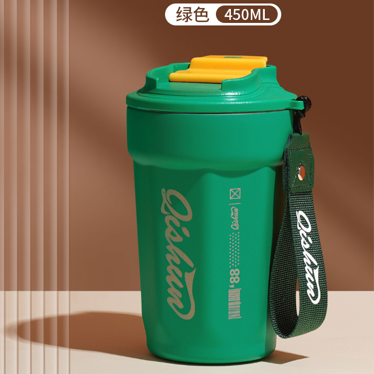 Taza de café 316 de doble capa de acero inoxidable aislado taza fría al aire libre taza de coque portátil red cuerda de elevación roja taza de coche