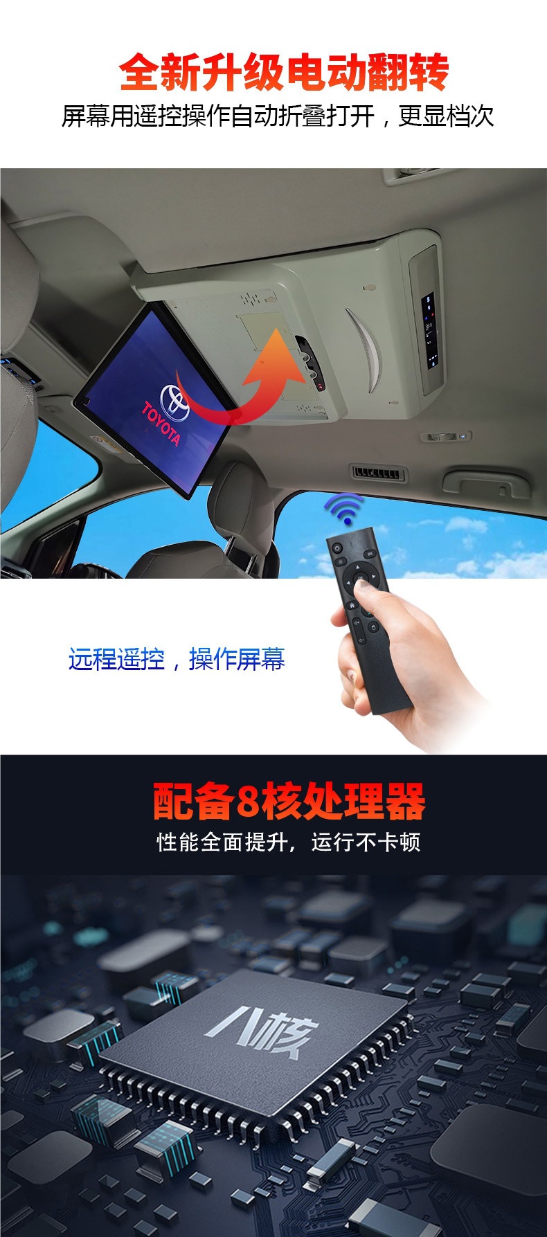 2021-2026 Toyota Sienna 17.3inch Ceiling-Mounted Tv Grevia/Sienna Car Entertainment Screen Non-Destructive Installation