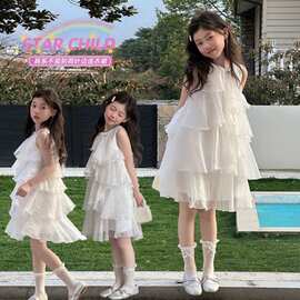 夏季女童无袖连衣裙2026新款童装儿童女孩公主裙蛋糕裙礼服裙韩系