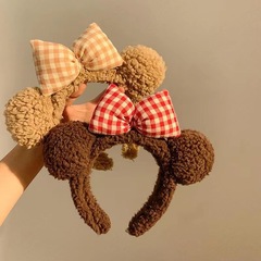かわいい蝶結びの熊の耳のぬいぐるみのカチューシャ