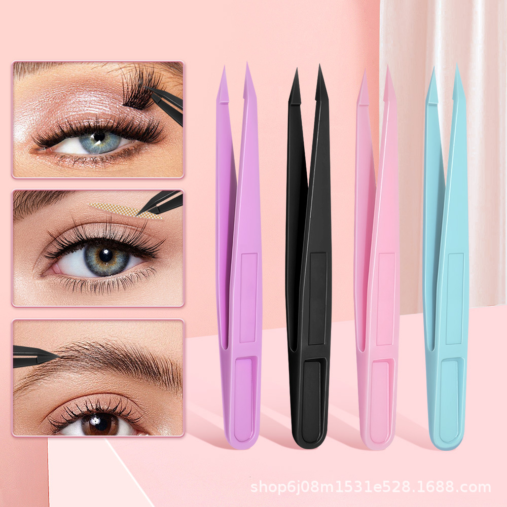 Colorful False Eyelash Tweezers Plastic Handmade Electrostatic Tip High Elastic DIY Manicure Tools Diamond Beauty Tools