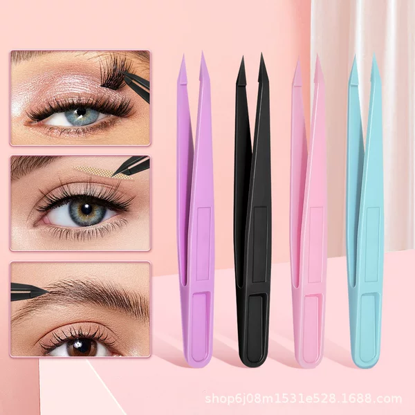 Colorful False Eyelash Tweezers Plastic Handmade Electrostatic Tip High Elastic DIY Manicure Tools Diamond Beauty Tools
