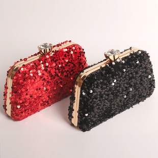 Evening Bag 2025 New Cross-Border Export European and American Retro Women's Clutch Bag Sequin Chain Evening Banquet Dress Bag