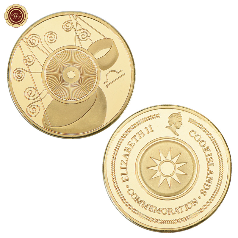 Medalla conmemorativa transfronteriza 12 constelación moneda conmemorativa metal chapado en oro insignia medalla Colección Caja de regalo fábrica al por mayor