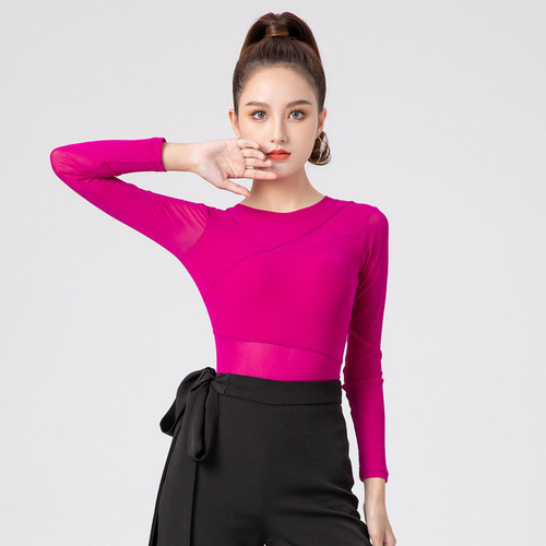 A drop-shipping Latin dance costume for women, modern dance tops, long-sleeved body suits, dance suits, jitterbug dance suits, one-piece