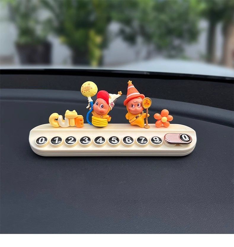 Cute Star Man Car Temporary Parking Number Plate, Car Moving Card, Phone Number Sign, 2025 New Model, Internet Celebrity Girl Ornament