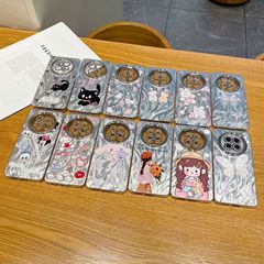新しいグリッターフェザーガーゼレンズフィルム付き OPPO 携帯電話ケース漫画イラスト RENO14 保護カバー A5 活力に適しています