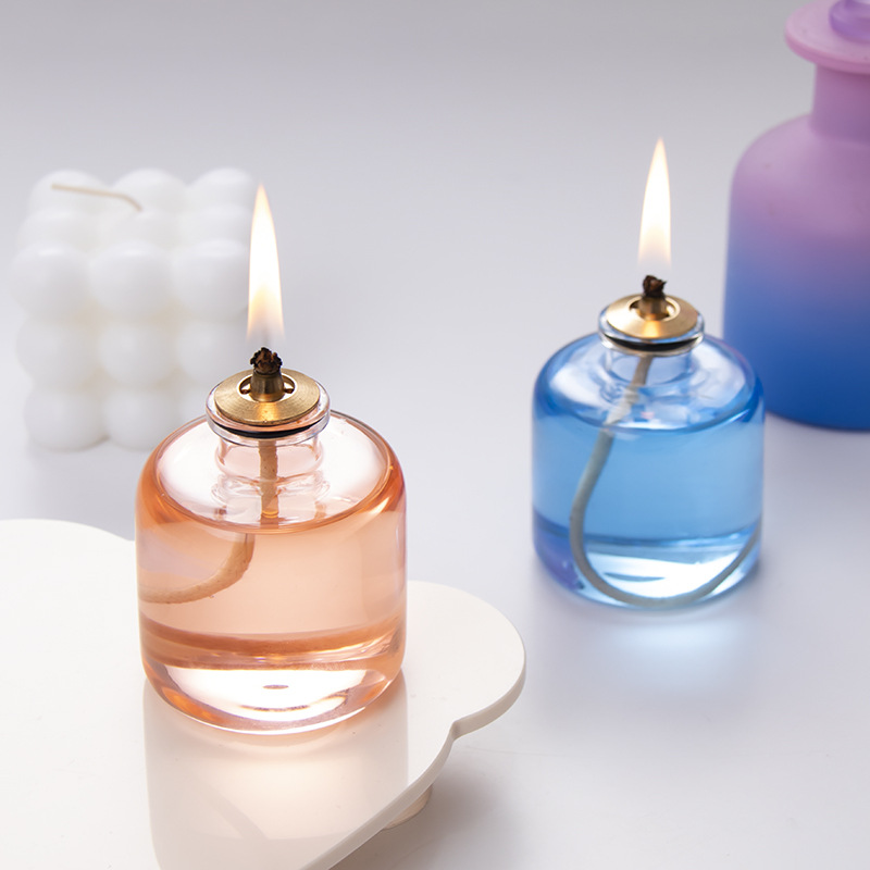 Lámpara de aceite al aire libre pequeña escena de lámpara de aceite atmósfera de alta lámpara de alquitrán de vidrio de silicio con cubierta de viento se puede reabastecer con lámpara de Buda