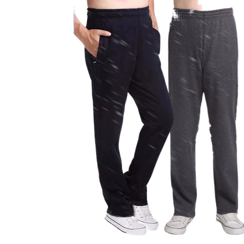 Warm trousers, for middle age, loose straight fit, high waist, for middle-aged man