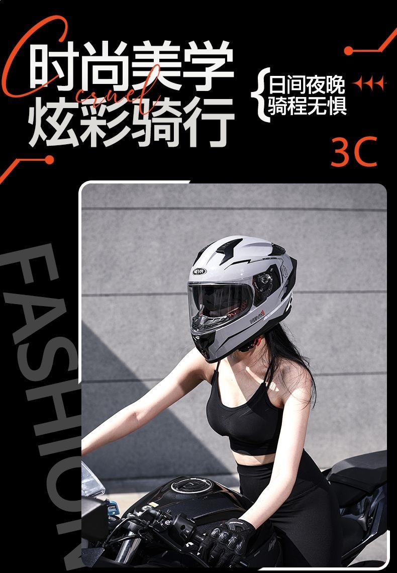 National Standard 3C Certified Dot Motorcycle Helmet for Men and Women, Off-Road Full-Face Helmet for All Seasons, Warm and with Large Rear Spoiler
