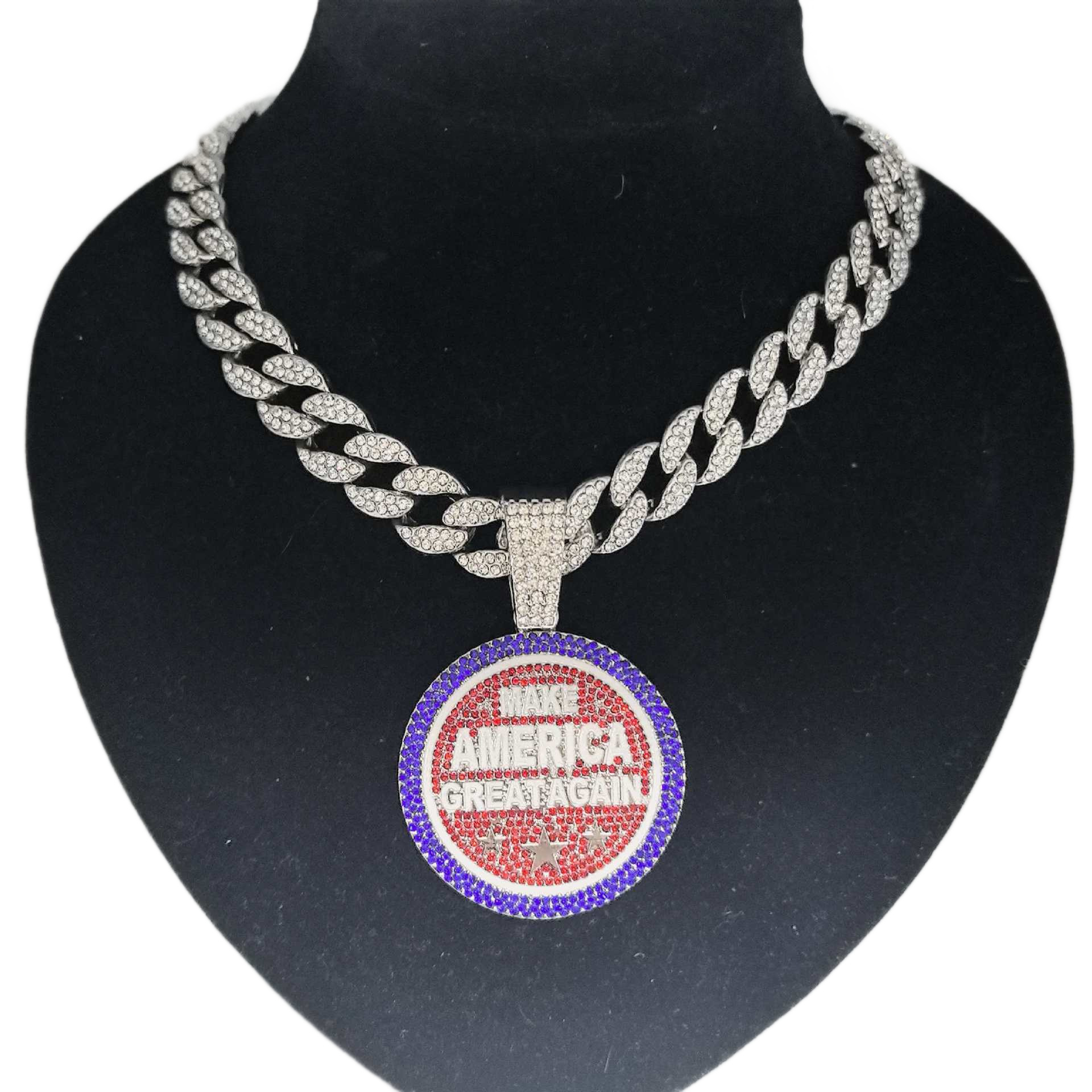 Colgante de diamante completo colgante de cadena hip-hop cubana europea y americana MAKE AMERICA GRE colgante de letras