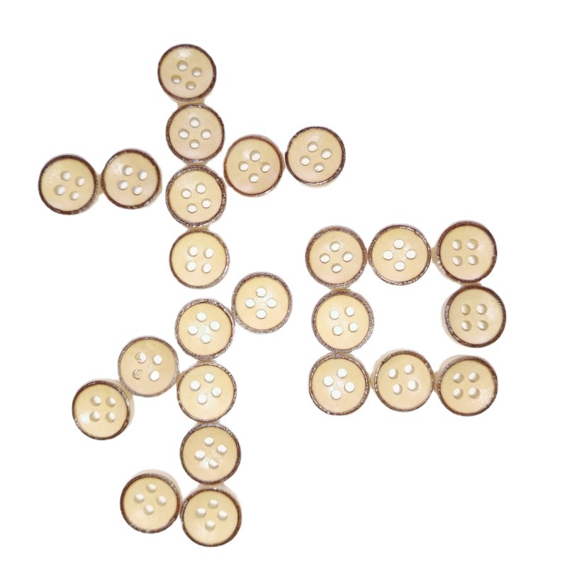 东莞星光厂家直销彩色圆形四眼孔木钮扣彩绘激光雕刻 diy纽扣天然