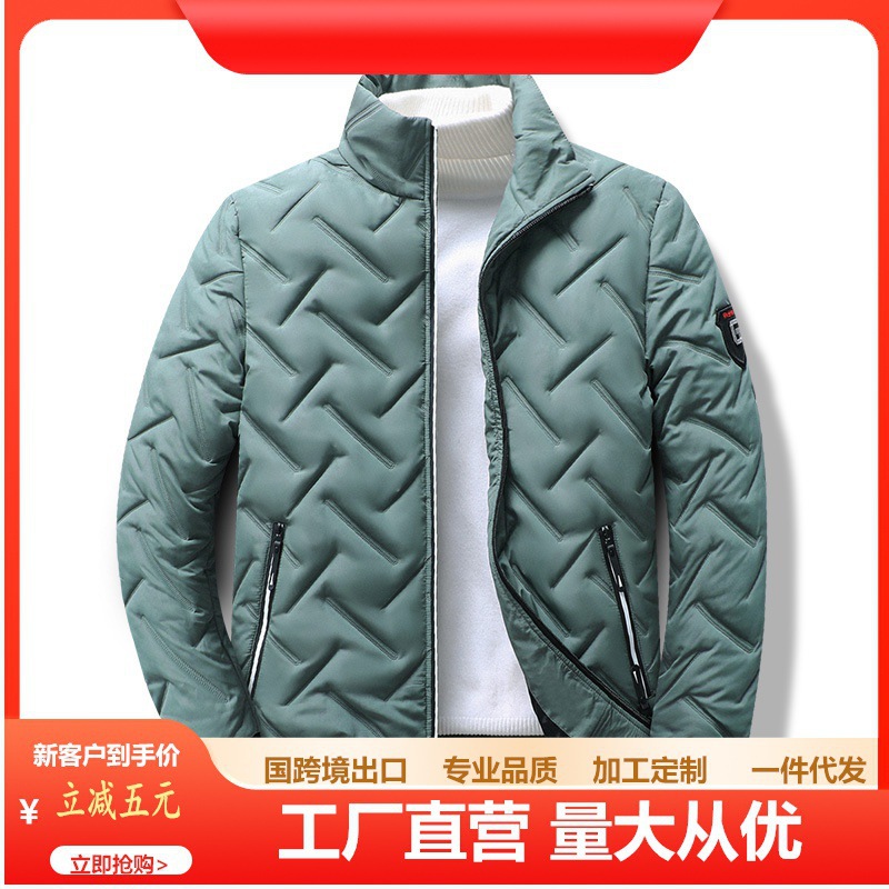 Cross-border autumn and winter cotton-padded coat men's 2023 down cotton-padded jacket vertical collar fashion brand men's light warm coat wholesale