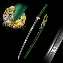外贸批发手工锻打日本刀东洋打刀龙泉一体长刀武士打刀绿色未开刃