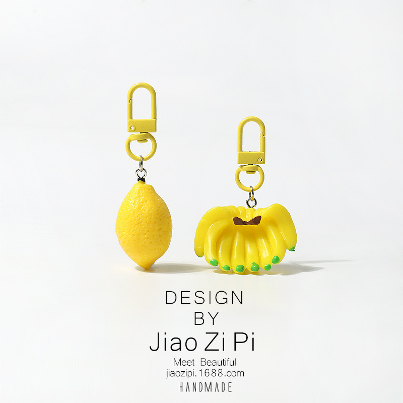 Personality simulation fruit banana lemon key chain small pendant daily versatile simple bag hanging accessories accessories