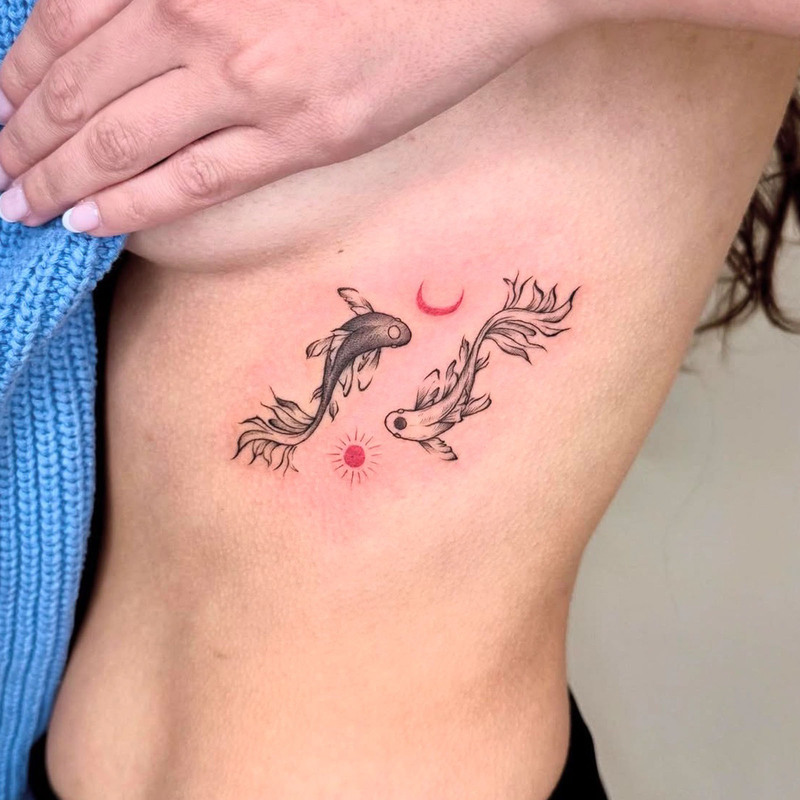 Cross-Border New Style High-Value European and American Fresh Style Sun and Moon Koi Collarbone Tattoo Stickers
