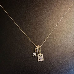 Vintage古着方糖星星项链复古小众设计感锁骨链简约日常通勤颈链