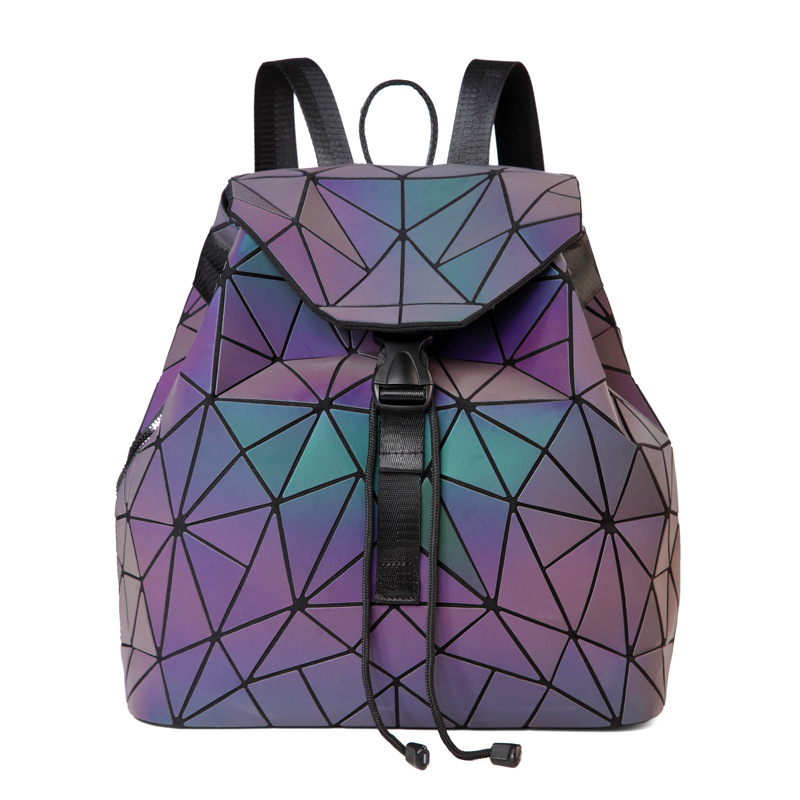 New Double Shoulder for Men and Women Universal Illusionary Geometry Diamond Grid Computer Backpack with Side Zipper_voghion.com