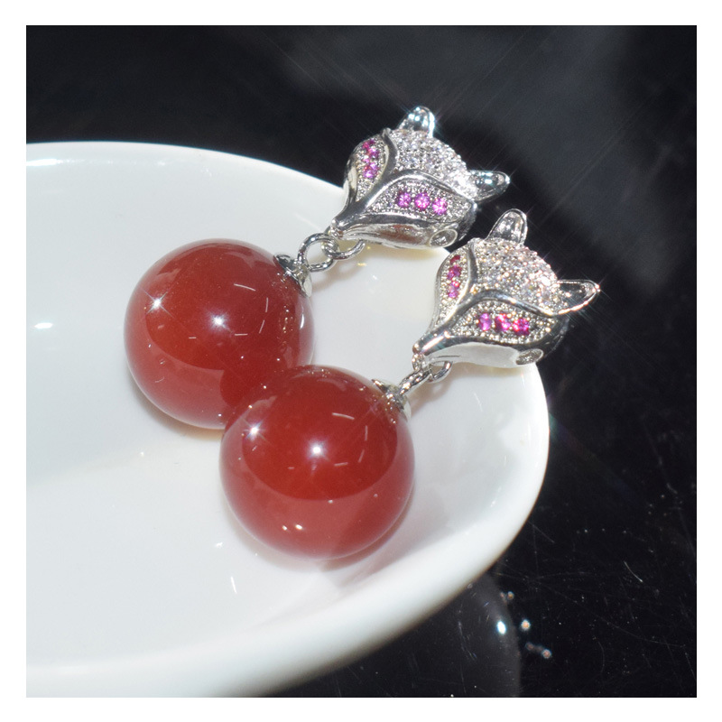 실버 폭스 카넬리안 귀걸이