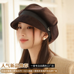 新款秋冬韩版帽子女高级感中老年宽檐显脸小休闲百搭保暖八角帽