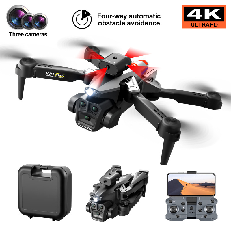 Cross-Border K10Max Optical Flow High-Definition Aerial Photography Drone Foldableing Obstacle Avoidance Quadcopter Remote Control Aircraft Drone