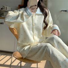 甜美彩色波点睡衣女2025秋冬季新款空气棉保暖加厚长袖家居服套装