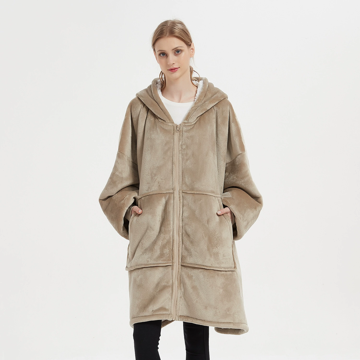 Flannel pijama with hood for beloved, Amazon, increased thickness, plus size, 2023 collection