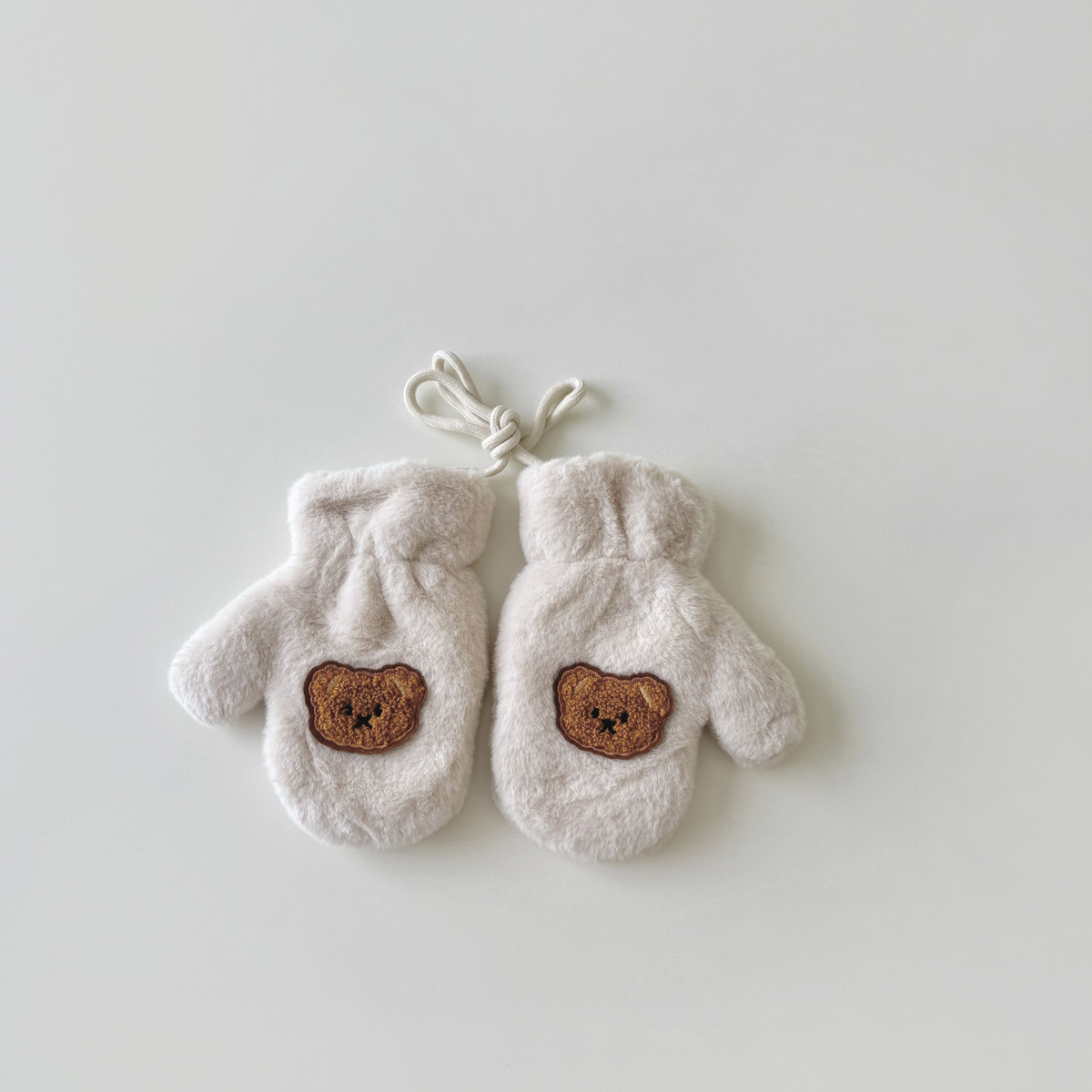 Gyerek kesztyű Winter Bear babáknak, fiúknak és lányoknak, vastagított polár, meleg, lógó nyakú, teljes kiszerelésű kesztyűvel_voghion.com