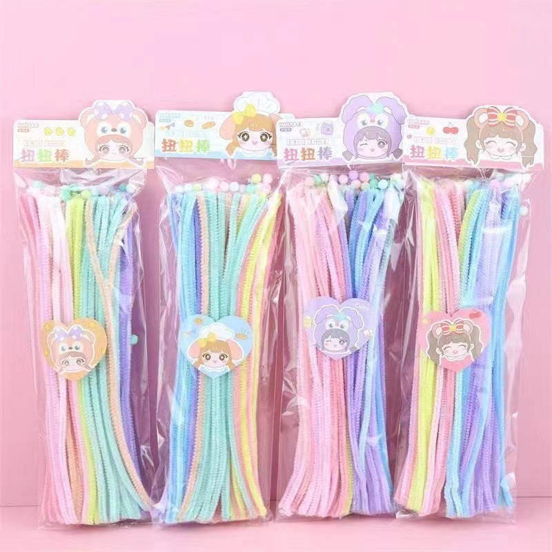 Color macaron barra de torsión criptografada hecha a mano ramo de flores de raíz de pelo DIY juguetes para niños para hacer juguetes de material de arte