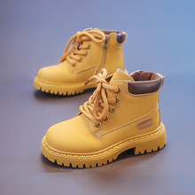 儿童小黄靴潮2025秋季新款男童帅气皮靴马丁靴女童百搭低筒靴外贸