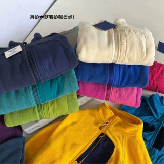 110905.青岛仓  秋季新款儿童拼接口袋拉链摇粒绒外套  一件代发