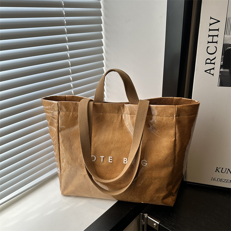 杜邦纸袋定 制加印logo托特包女大容量通勤上课时尚洋气休闲果冻