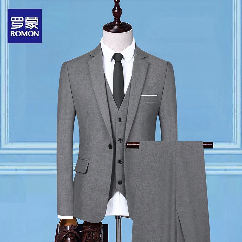 Romon High-End New Suit Suit Men's Business Formal Wear Professional Interview Casual Suit Groom Wedding Dress