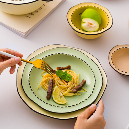 New product Mulanxi high-looking bowls, plates, chopsticks combination ceramic Japanese tableware underglaze color dishes rice bowl