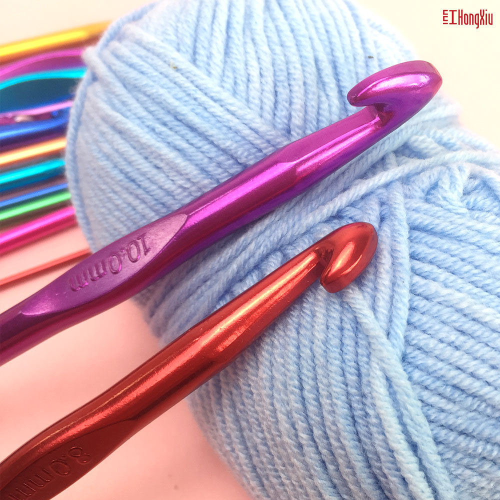 Color aleación de aluminio oxidación crochet traje metal color aluminio ganchillo 14 22 tejer crochet herramientas al por mayor