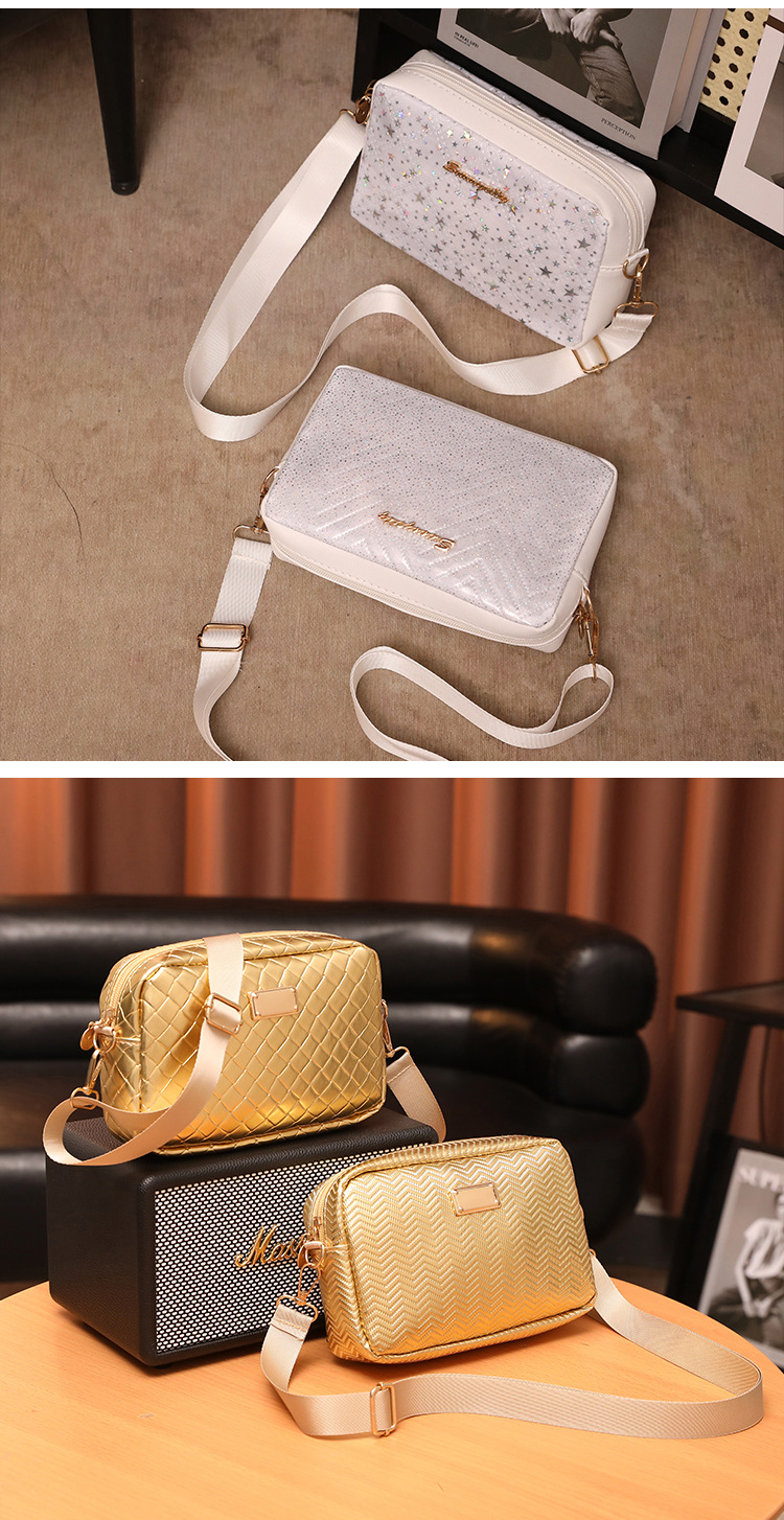 Shoulder Bag Bags Type Casual, Daily Occasion Pu Leather Material Solid Color Pattern New Shiny Fashion Western Style Small Square Bag Casual All-Matching Graceful Camera Bag Mobile Phone Bag Shoulder Slanting Hanging Bags