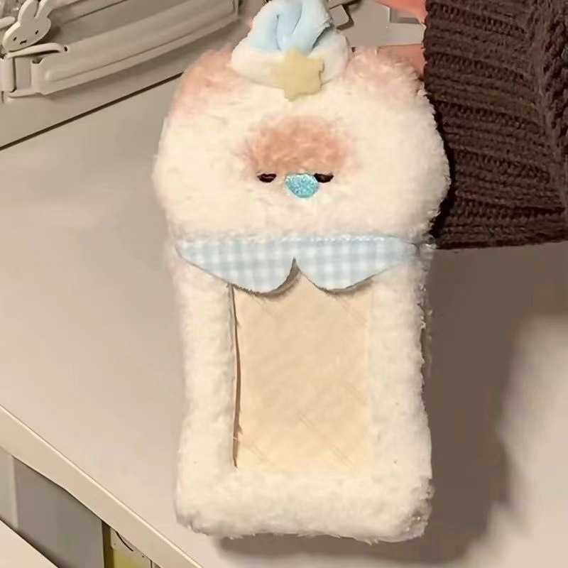 Cute ángel cerdo de peluche 3 pulgadas tarjeta de visualización tarjeta de estudiante colgante tarjeta de comida cubierta protectora