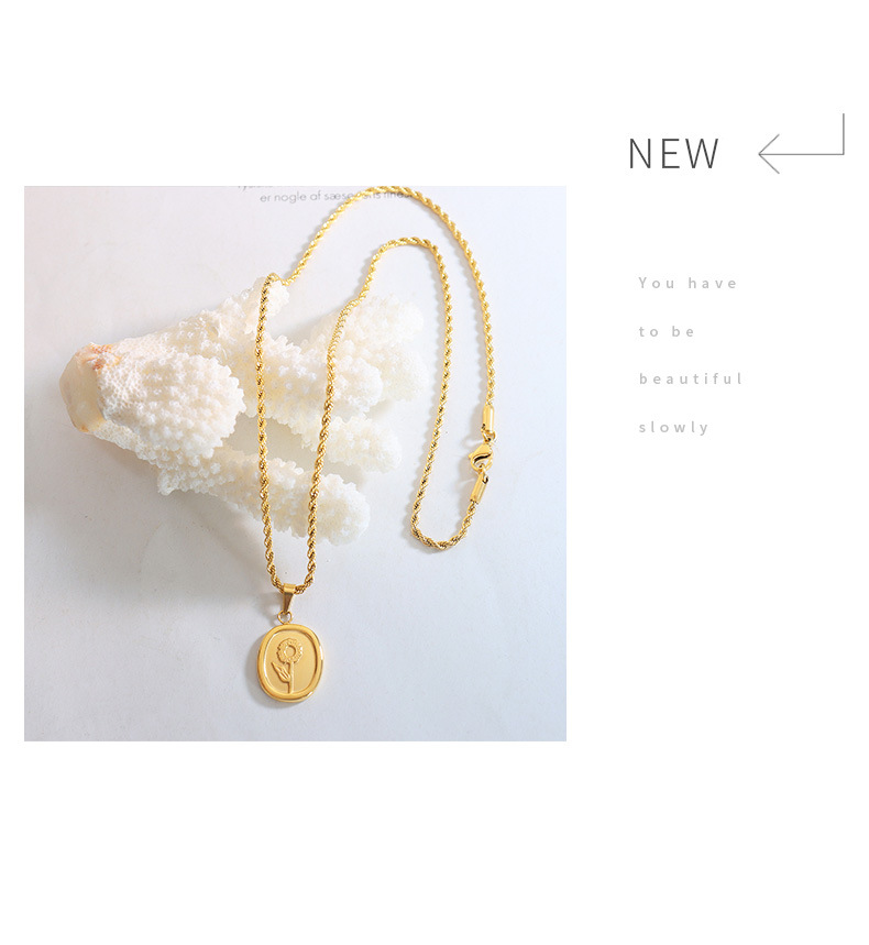 Vintage Style Flower Titanium Steel Plating Pendant Necklace_colorza_6