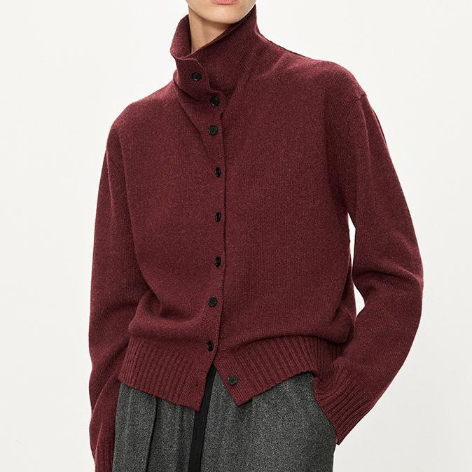 L*P Heavyweight Merino Wool Versatile Buttoned Hourglass Collar T-Back Cardigan for Women