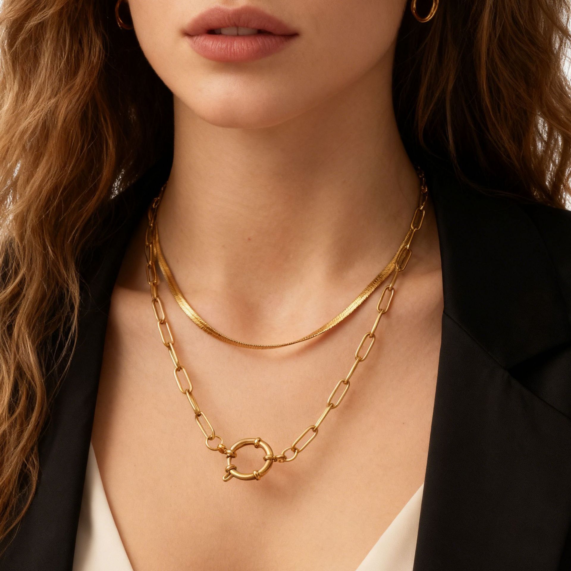 Personalisierte Edelstahlhalskette Für Damen Im Sailor-stil_voghion.com