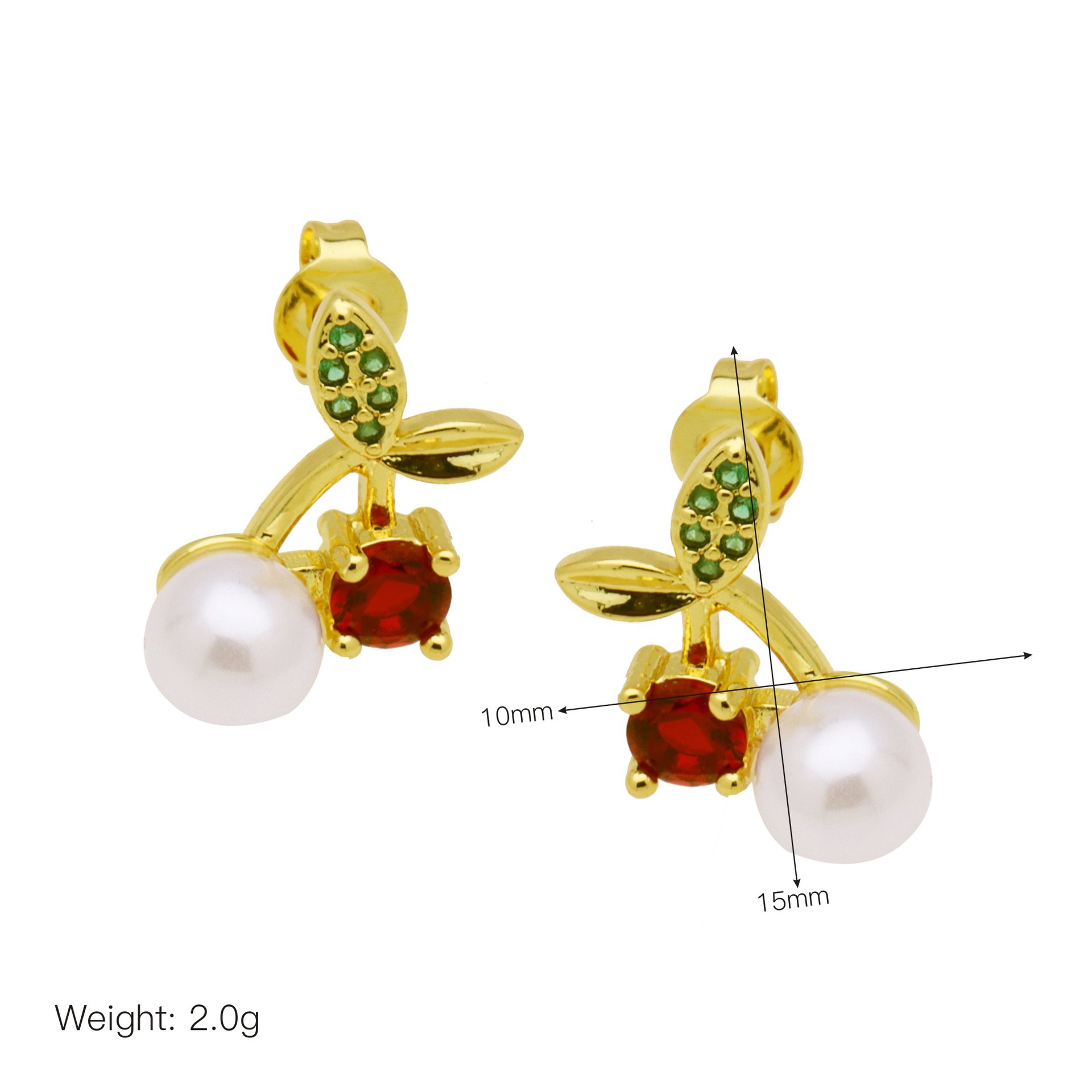 Copper Material 1 Pair Vintage Style Classic Style Cherry Ladybugs Enamel Copper Ear Studs
