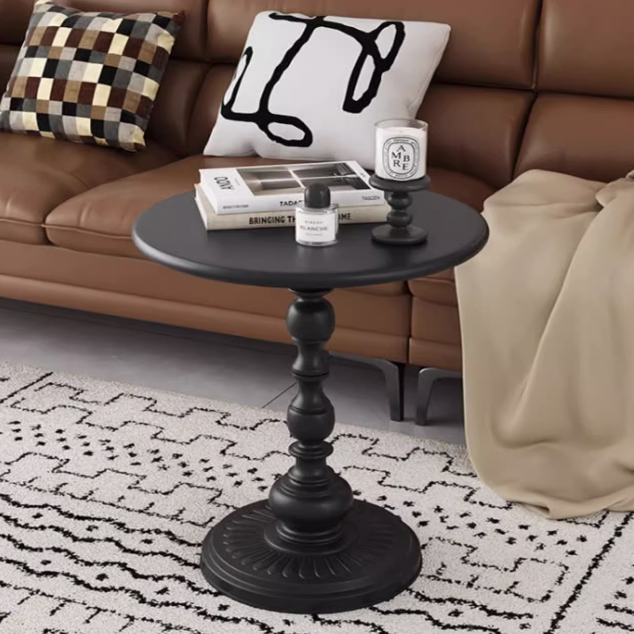 Moderno simple sofá rojo mesas laterales mesas de té pequeñas mesas redondas mesas de cabecera mini sala de estar pequeño gabinete lateral