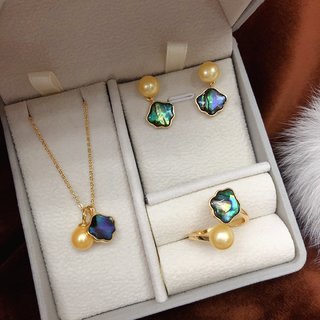 블랙 쉘 골드 진주 세트