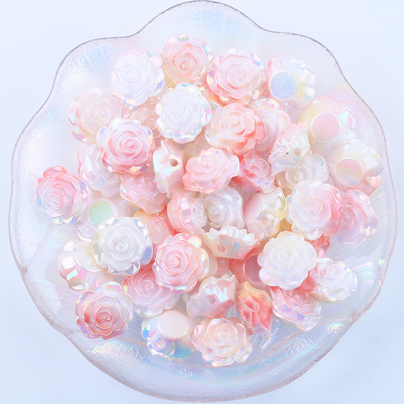 AB galvanoplastia agujero medio color rosa DIY crema pegamento accesorios de resina horquilla pequeña joyería material al por mayor